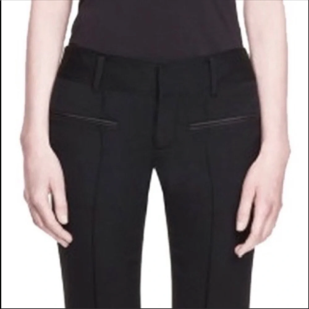 Helmut Lang Black Wool Leather Skinny Pants 6